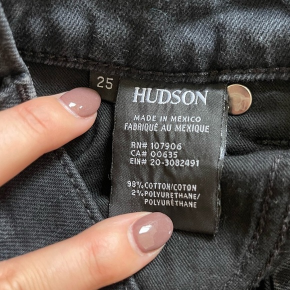 Hudson Riley Crop Relaxed Straight Leg Jeans Myth Black Size 25 - Picture 6 of 7